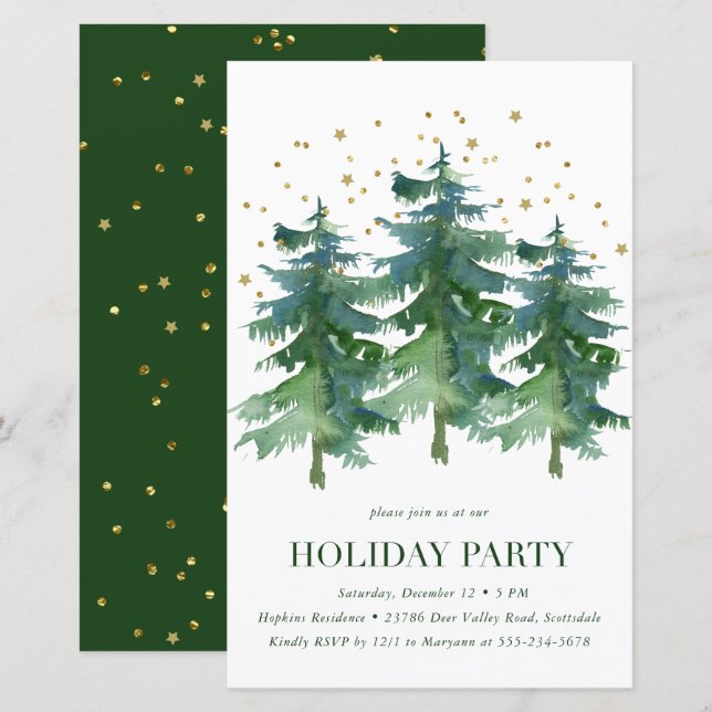 Budget Winter Forest Holiday Party Invitation (Front/Back)