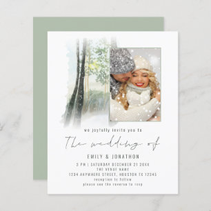Budget Winter Forest Photo QR Code Sage Wedding