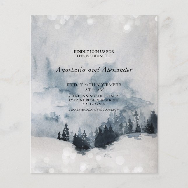 Budget/WINTER/Forest- Wedding Invitation. Flyer (Front)