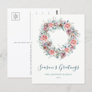 Budget Winter Greenery Season's Greetings Postcard