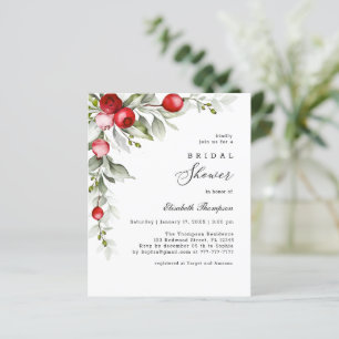 Budget Winter Holly Berry Bridal Shower Flyer