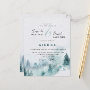 Budget Winter Mountain Forest Wedding Invitation