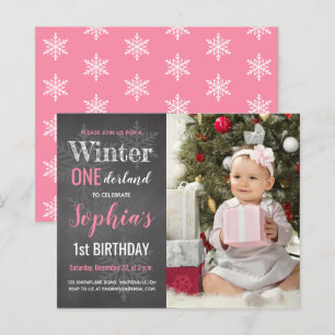 Budget Winter Onederland 1st Birthday Invitation
