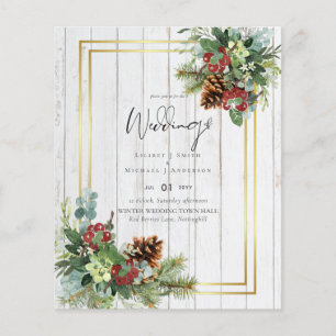 BUDGET Winter Red Berries Pine Cones Wedding