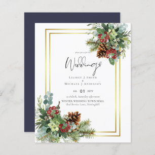 BUDGET Winter Red Berries Pine Cones Wedding