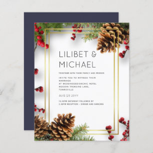 BUDGET Winter Red Berries Pine Cones Wedding