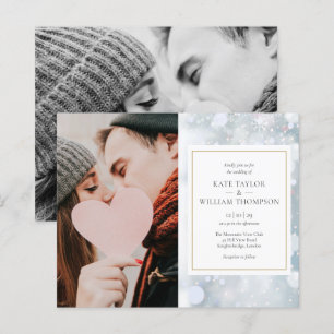 Budget Winter Snowflakes Photos Wedding Invitation