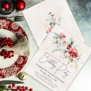 Budget Winter Watercolor Flowers 70th Birthday