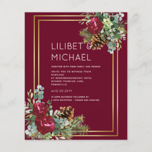 BUDGET Winter Wedding Burgundy Roses Eucalyptus Flyer