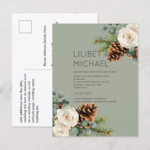BUDGET Winter Wedding Eucalyptus Greenery Roses Postcard