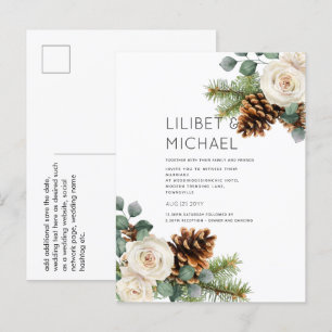 BUDGET Winter Wedding Eucalyptus Greenery Roses Postcard