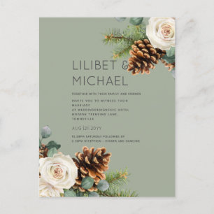 BUDGET Winter Wedding Eucalyptus Greenery Roses Postcard