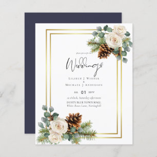 BUDGET  Winter Wedding White Roses Gold Dusty Blue