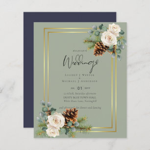 BUDGET  Winter Wedding White Roses Gold Dusty Blue