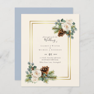 BUDGET  Winter Wedding White Roses Gold Dusty Blue