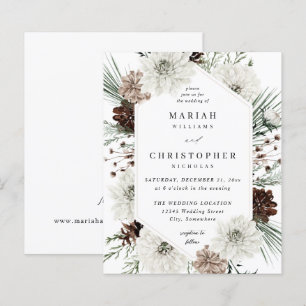 Budget Winter White Floral & Pine Wedding