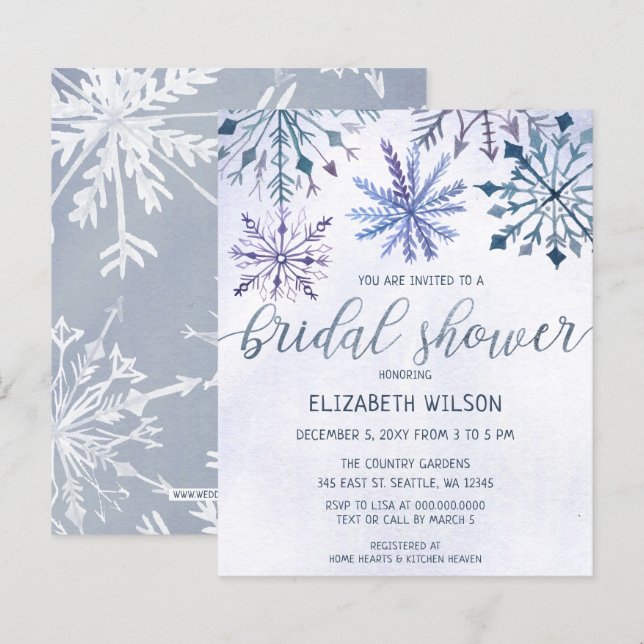 Budget Winter Wonderland Bridal Shower Invitation (Front/Back)