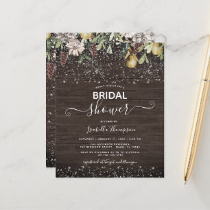 Budget Winter Wooden Bridal Shower Invitation