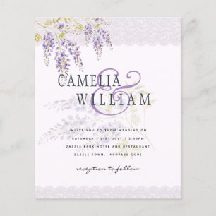 BUDGET Wisteria Purple Ampersand Wedding Invite  Flyer