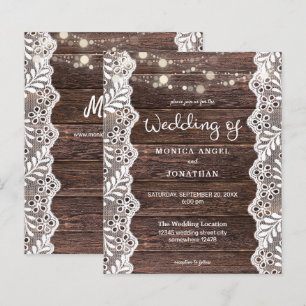 Budget Wood Lace String Lights Wedding