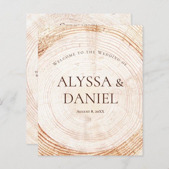 Budget WoodGrain Rustic Wedding Custom Program (Front/Back)
