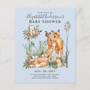 BUDGET Woodland Animals Baby Boy Girl Shower INVs Flyer