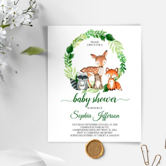 Budget Woodland Animals Baby Shower Invitatation (Creator Uploaded)