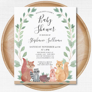 Budget Woodland Animals Baby Shower Invitation