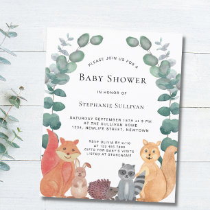 Budget Woodland Animals Baby Shower Invitation