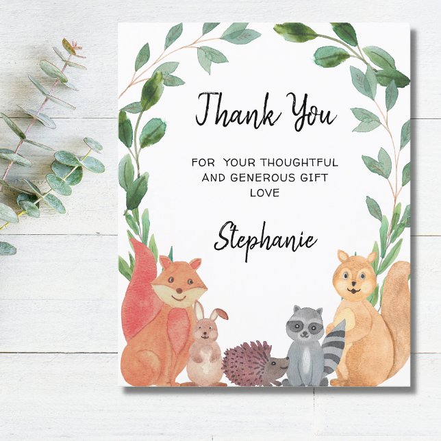 Budget Woodland Animals Baby Shower Thank You Card (Creator Uploaded)