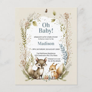 Budget Woodland Animals Boy Baby Shower Invite