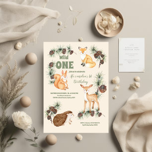 Budget Woodland Animals Wild One 1st Birthday Flyer