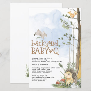 Budget Woodland Baby Q Backyard Baby Shower Invite