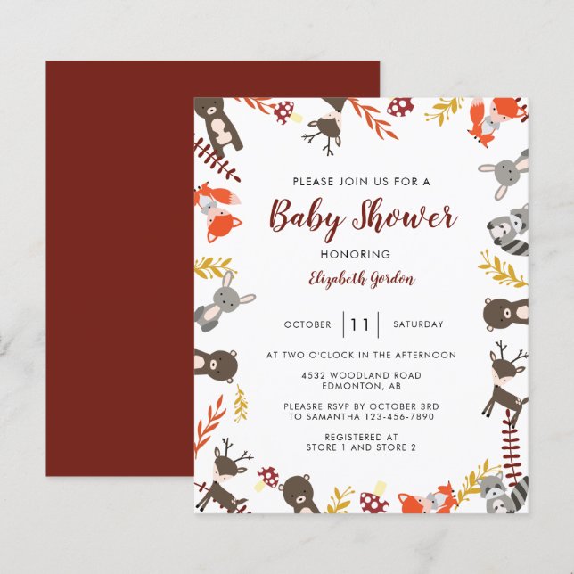 Budget Woodland Baby Shower Cute Forest Neutral (Front/Back)