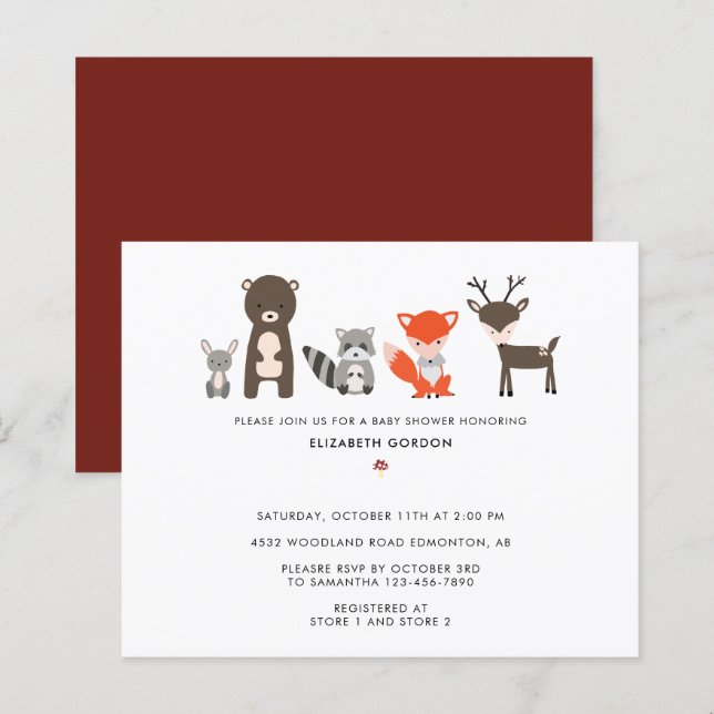 Budget Woodland Baby Shower Forest Animals Cute  (Front/Back)