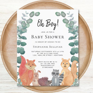 Budget Woodland Forest Animals Baby Shower Invite