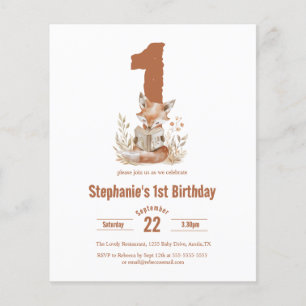 Budget Woodland Fox Reading a Book 1st Birthday