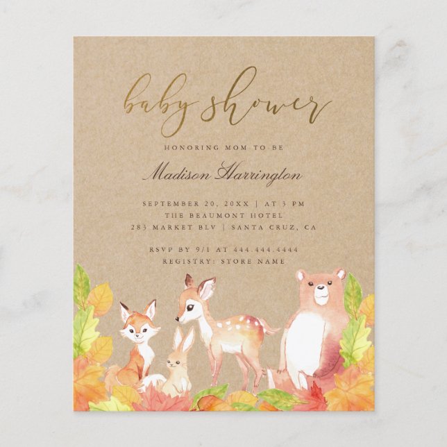 Budget Woodland Friends Of The Forest Baby Shower (Front)