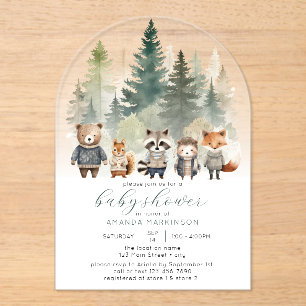 Budget Woodland Watercolor Baby Shower Acrylic Invitations
