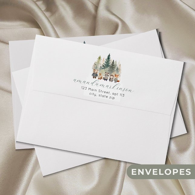 Budget Woodland Watercolor Baby Shower Envelope (Creator Uploaded)