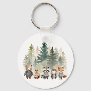 Budget Woodland Watercolor Baby Shower Key Ring