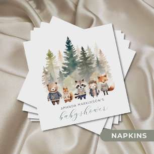 Budget Woodland Watercolor Baby Shower Napkin