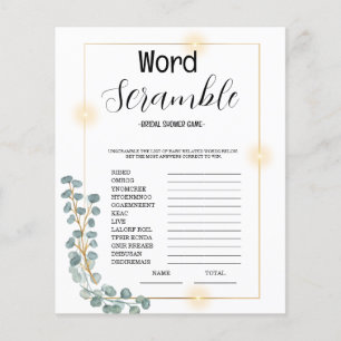 Budget Word Scrumble Bridal Shower Game 