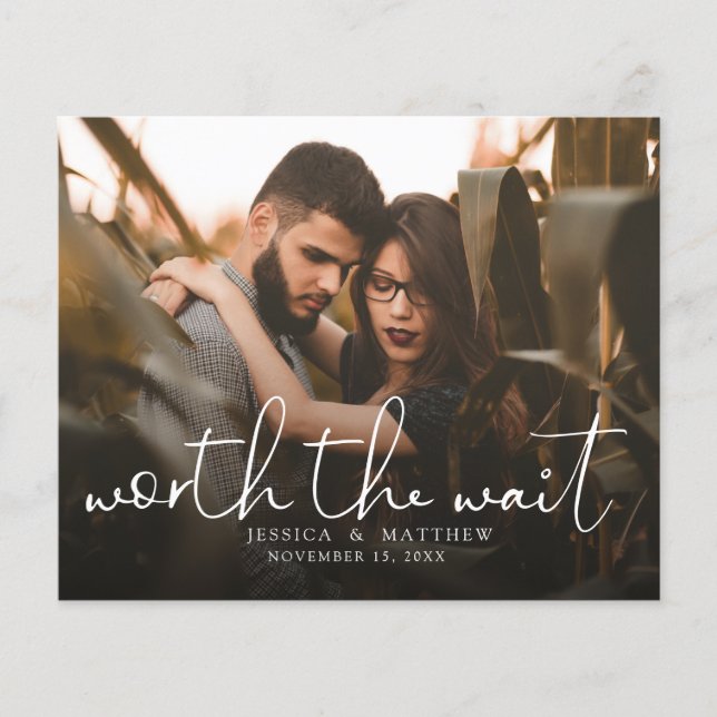 Budget Worth the Wait Wedding Photo Script Modern  (Front)