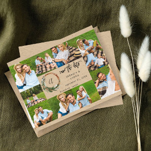 Budget Wreath Rustic 10 Multi Photo Save the Date