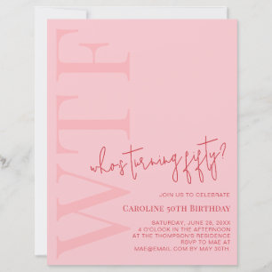 Budget WTF Who's Turning Fifty Pink Red Birthday