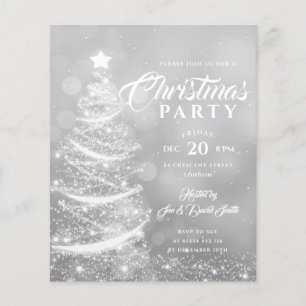 Budget Xmas Party Sparkle Silver Holiday Invite Flyer