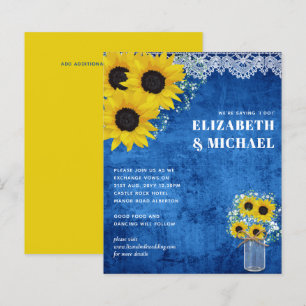 BUDGET Yellow Blue Sunflowers Wedding Invite