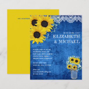 BUDGET Yellow Blue Sunflowers Wedding Invite