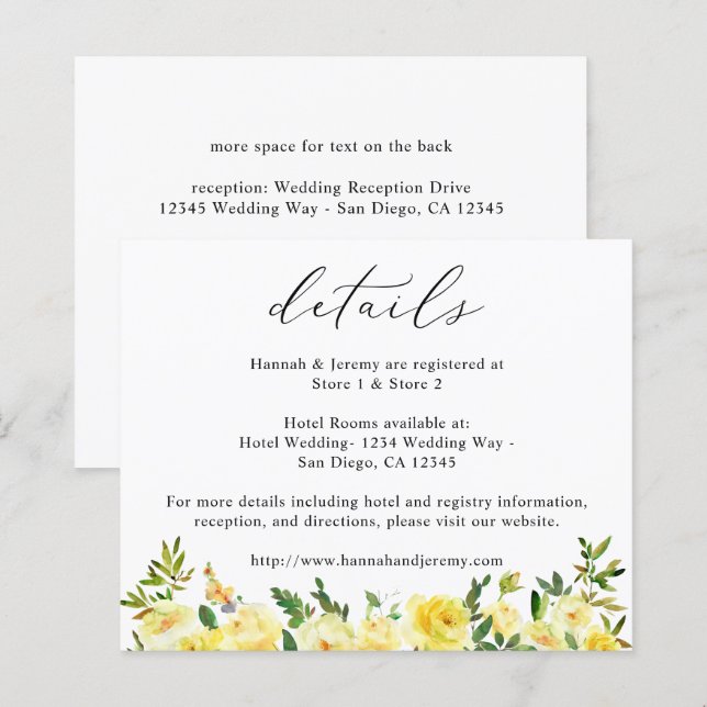 Budget Yellow Floral Details (Front/Back)